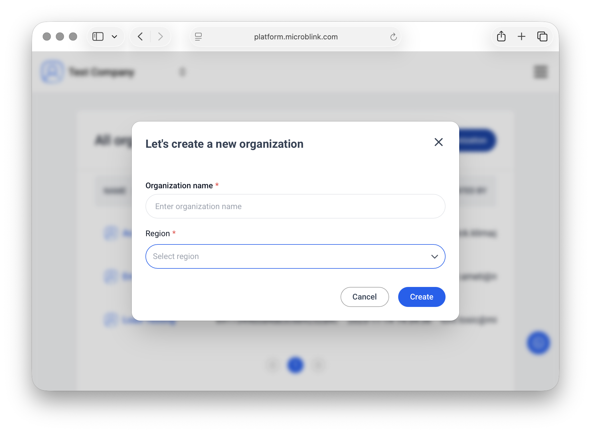 Create an organization